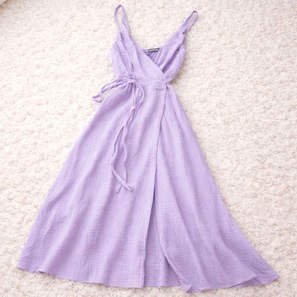 Lavender Wrap Midi Dress